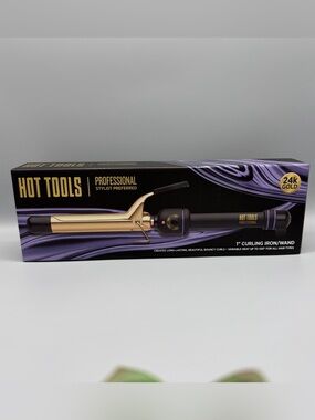Hot Tools 1” curling wand iron 24k gold model 1811 new in box